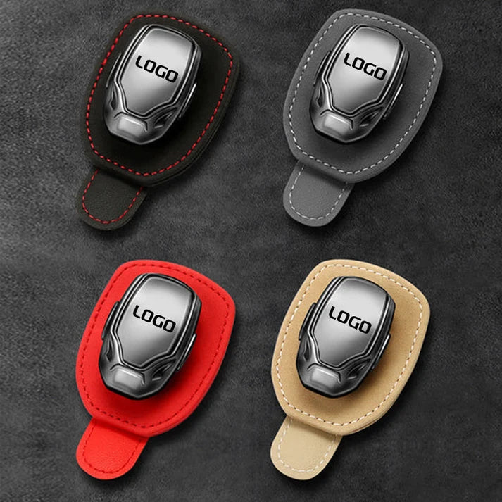 Clip à Lunettes Multifonctionnel en Daim pour Voiture