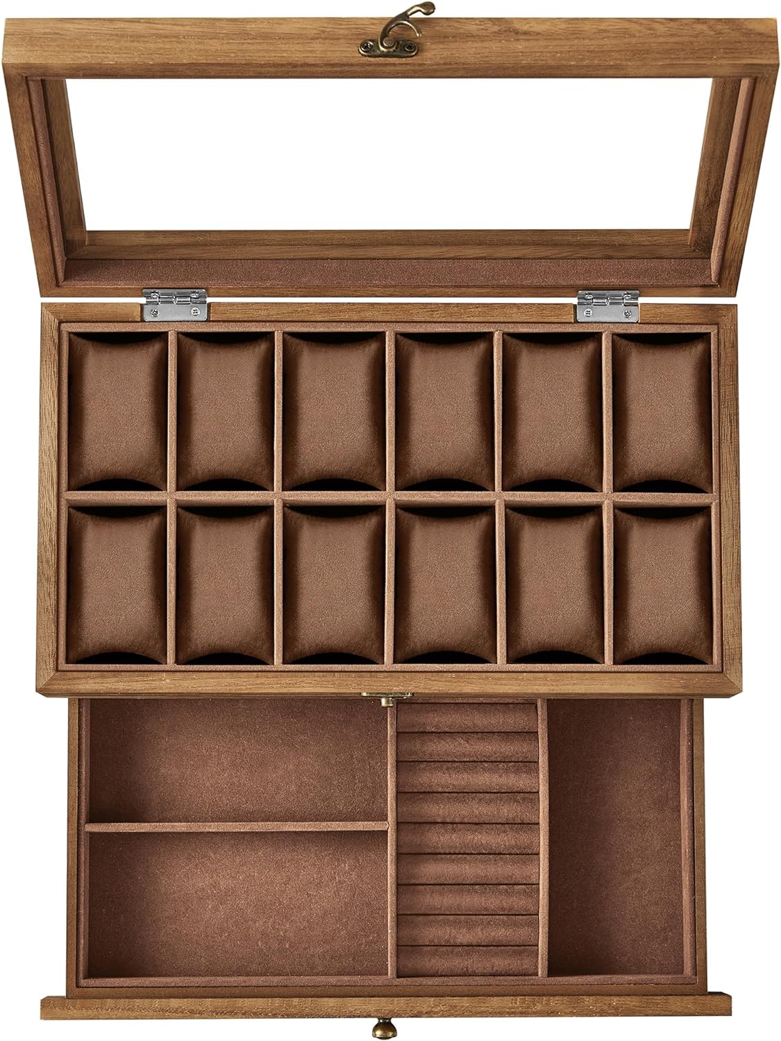 Coffret à Montres Luxe en Bois Noyer – 8 Emplacements + Tiroir Bijoux | Velours