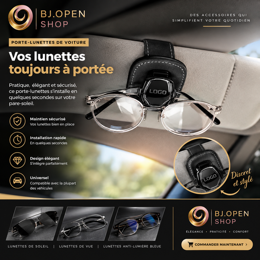 Clip à Lunettes Multifonctionnel en Daim pour Voiture